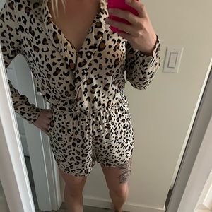 Cheetah print romper nwt